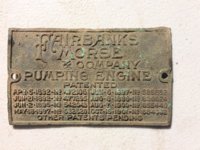 Fairbanks Morse name tag Reproduction Nameplate 